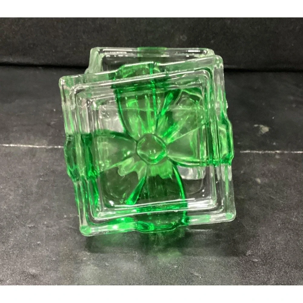 Mikasa Celebrations‎ Crystal Green Bow Clear Christmas Box Present Vintage